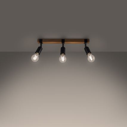 Foco ZUCA 3xE27/15W/230V preto/carvalho