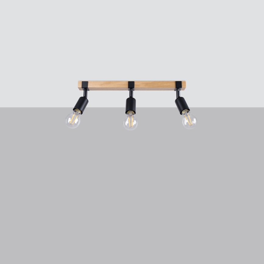 Foco ZUCA 3xE27/15W/230V preto/carvalho