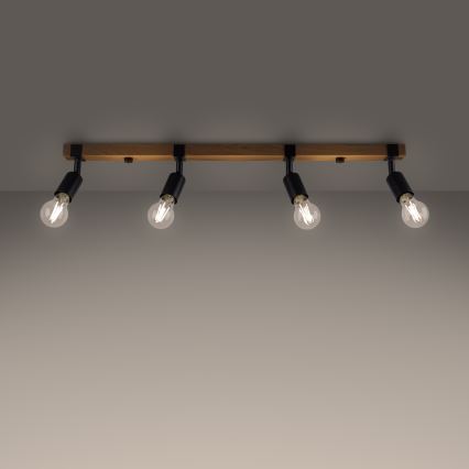 Foco ZUCA 4xE27/15W/230V preto/carvalho