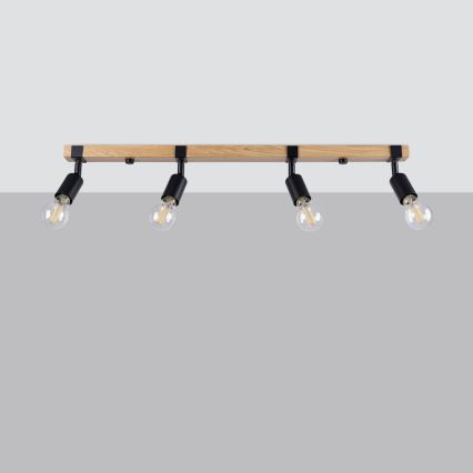 Foco ZUCA 4xE27/15W/230V preto/carvalho