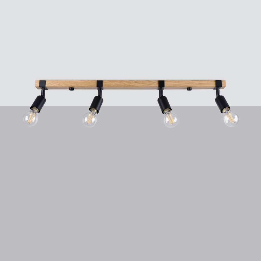 Foco ZUCA 4xE27/15W/230V preto/carvalho