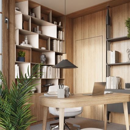 Candeeiro suspenso JAGA 1xE27/15W/230V diâmetro 30 cm preto