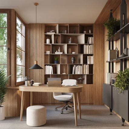 Candeeiro suspenso JAGA 1xE27/15W/230V diâmetro 30 cm preto