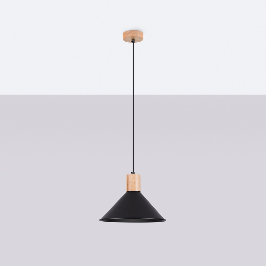 Candeeiro suspenso JAGA 1xE27/15W/230V diâmetro 30 cm preto