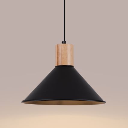 Candeeiro suspenso JAGA 1xE27/15W/230V diâmetro 30 cm preto