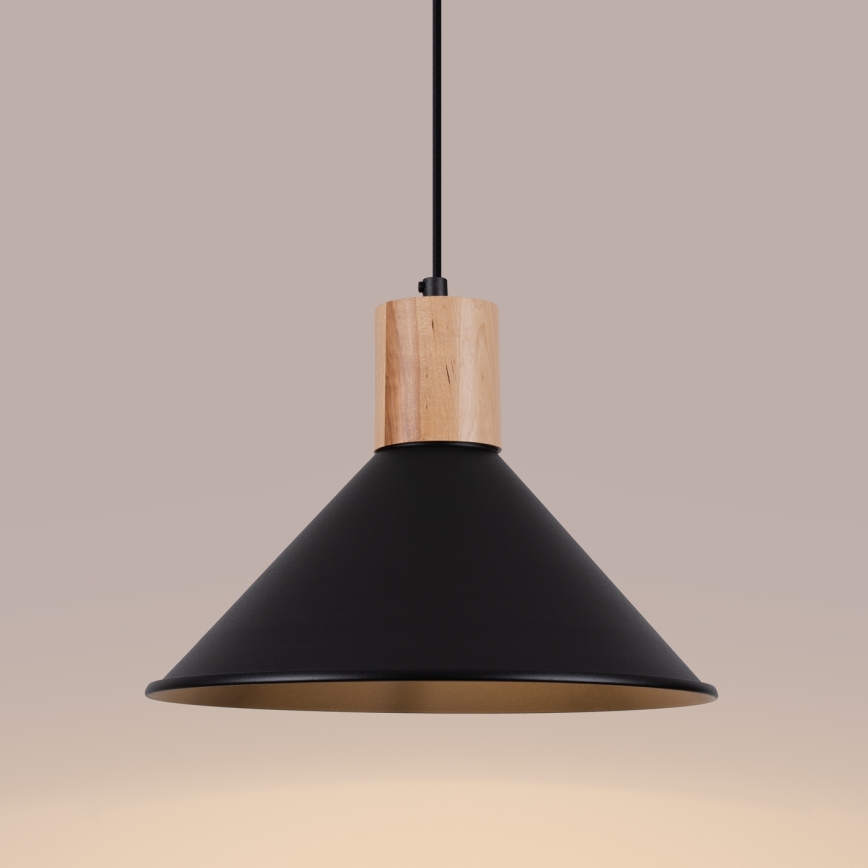 Candeeiro suspenso JAGA 1xE27/15W/230V diâmetro 30 cm preto