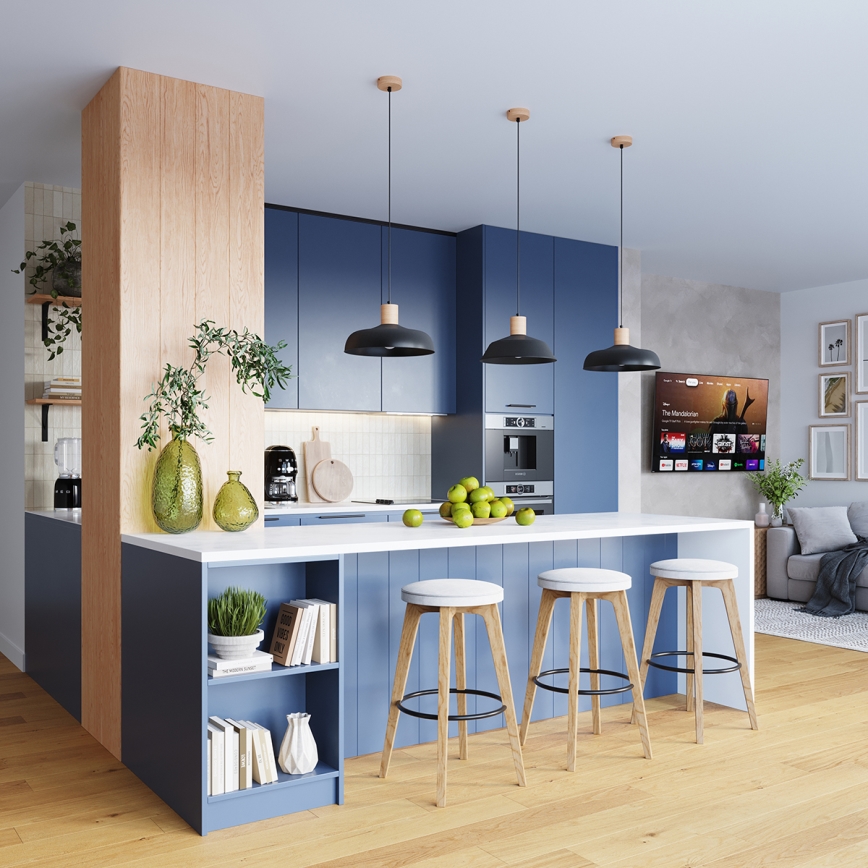 Candeeiro suspenso FANO 1xE27/15W/230V diâmetro 34 cm preto