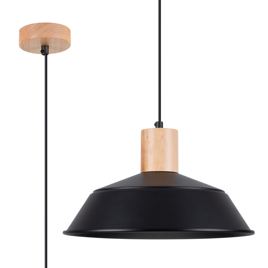 Candeeiro suspenso FANO 1xE27/15W/230V diâmetro 34 cm preto