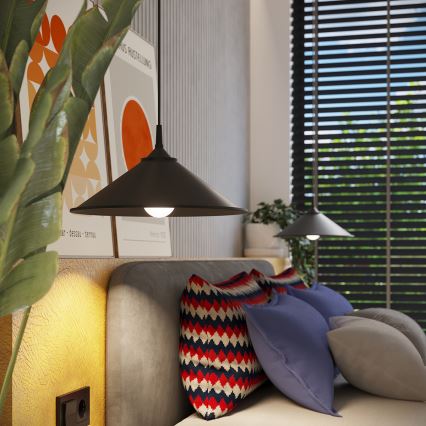 Candeeiro suspenso ZUMA 1xE27/15W/230V diâmetro 30 cm preto