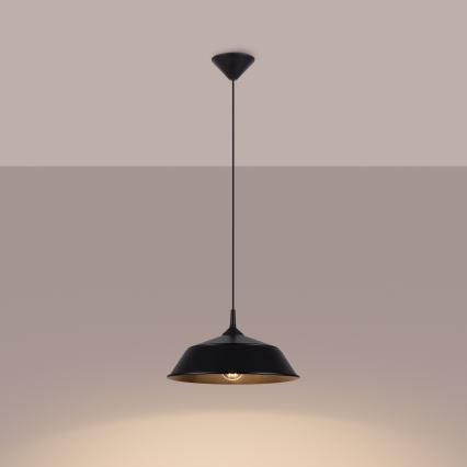 Candeeiro suspenso FRIKA 1xE27/15W/230V diâmetro 34 cm preto