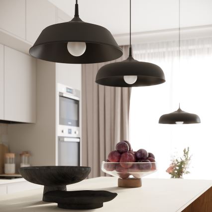 Candeeiro suspenso FRIKA 1xE27/15W/230V diâmetro 34 cm preto