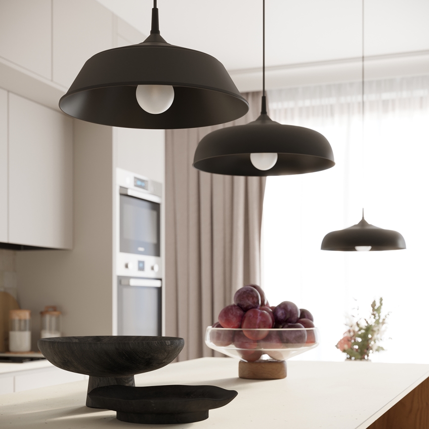 Candeeiro suspenso FRIKA 1xE27/15W/230V diâmetro 34 cm preto