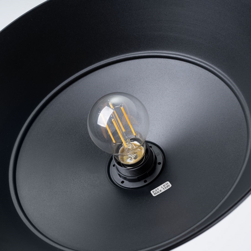 Candeeiro suspenso FRIKA 1xE27/15W/230V diâmetro 34 cm preto