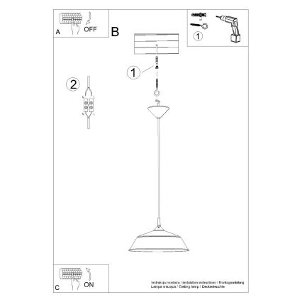 Candeeiro suspenso FRIKA 1xE27/15W/230V diâmetro 34 cm preto