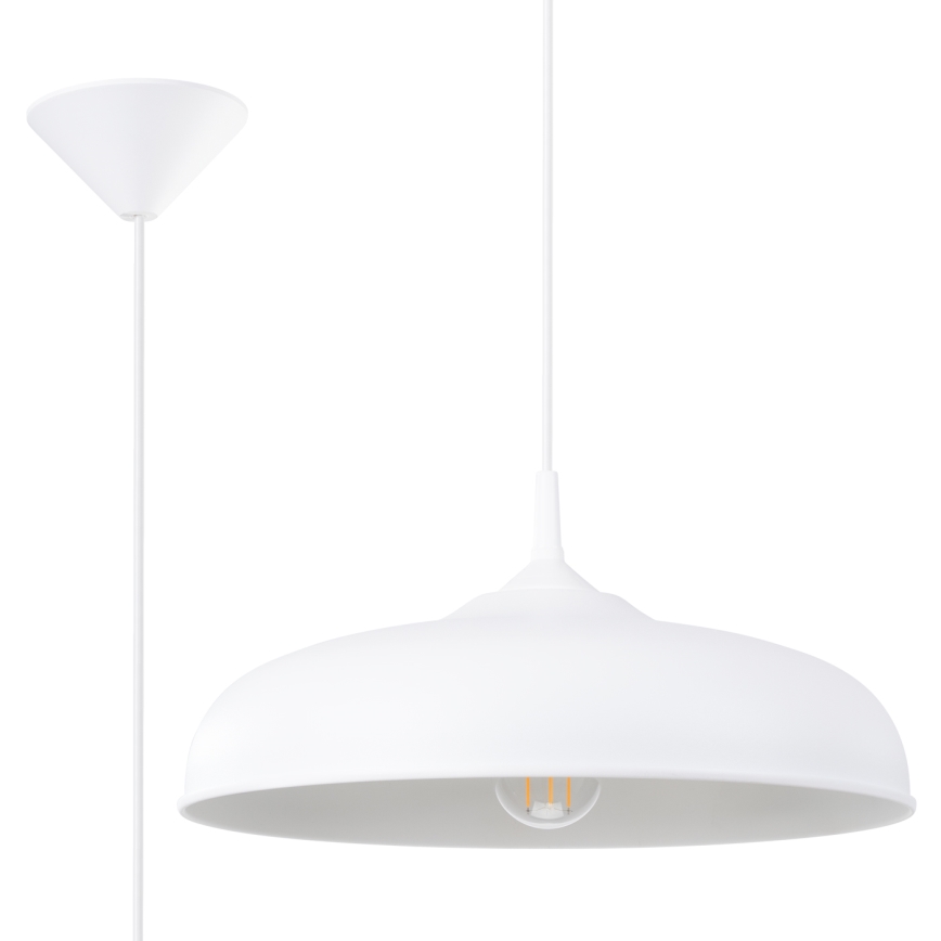 Candeeiro suspenso GINA 1xE27/15W/230V diâmetro 38 cm branco