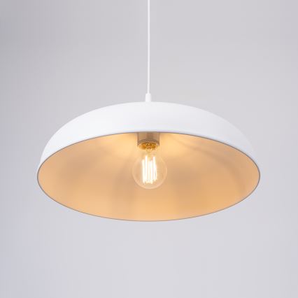 Candeeiro suspenso GINA 1xE27/15W/230V diâmetro 38 cm branco