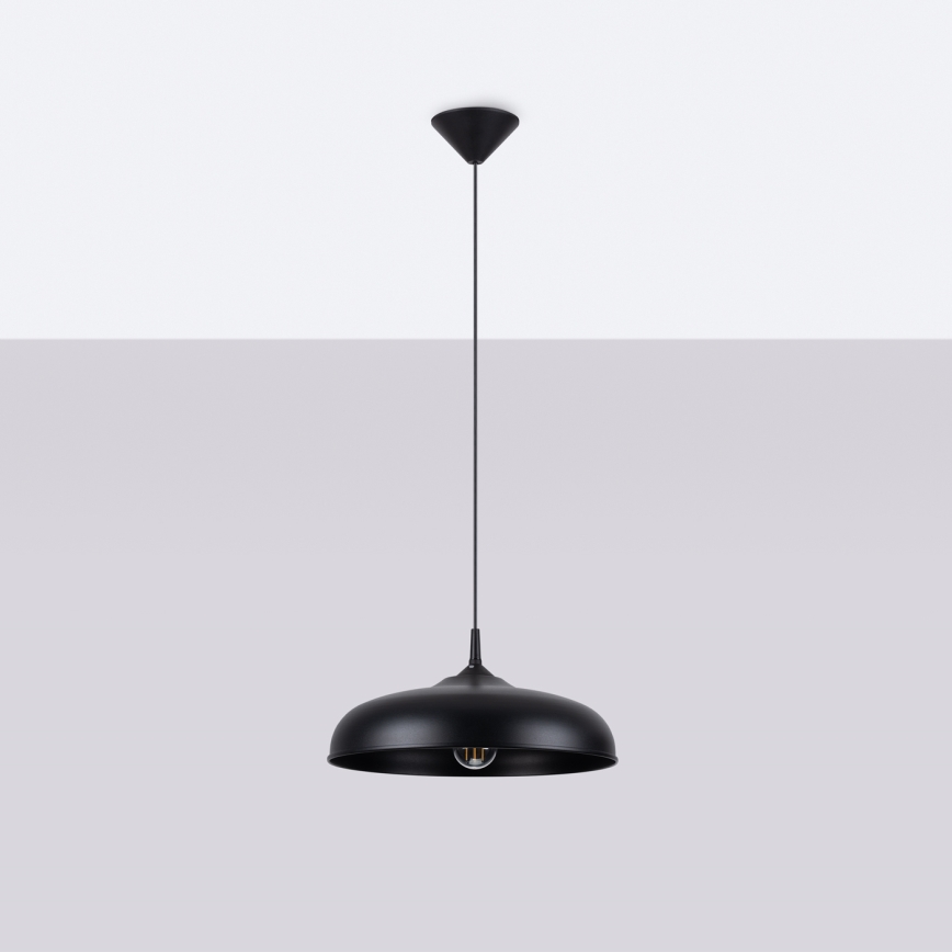 Candeeiro suspenso GINA 1xE27/15W/230V diâmetro 38 cm preto