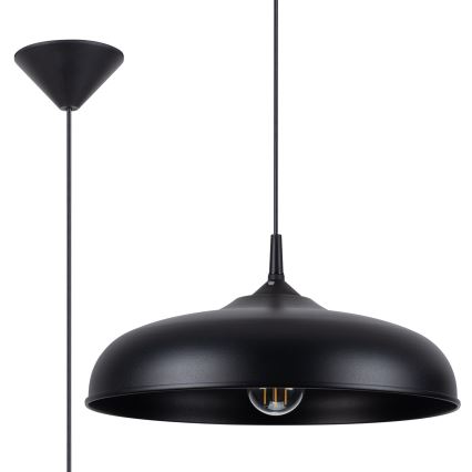 Candeeiro suspenso GINA 1xE27/15W/230V diâmetro 38 cm preto