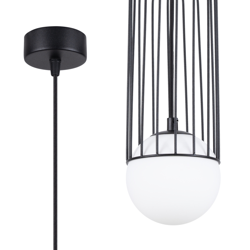 Candeeiro suspenso BRINA 1xG9/8W/230V preto