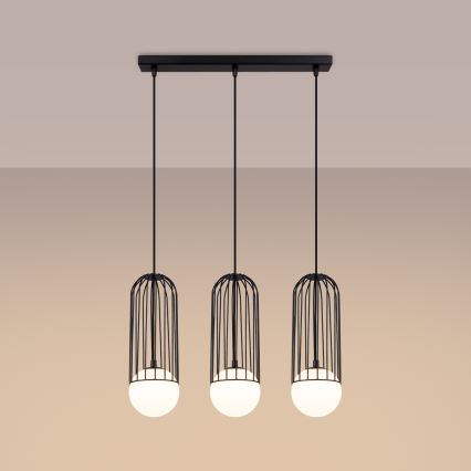 Candeeiro suspenso BRINA 3xG9/8W/230V preto