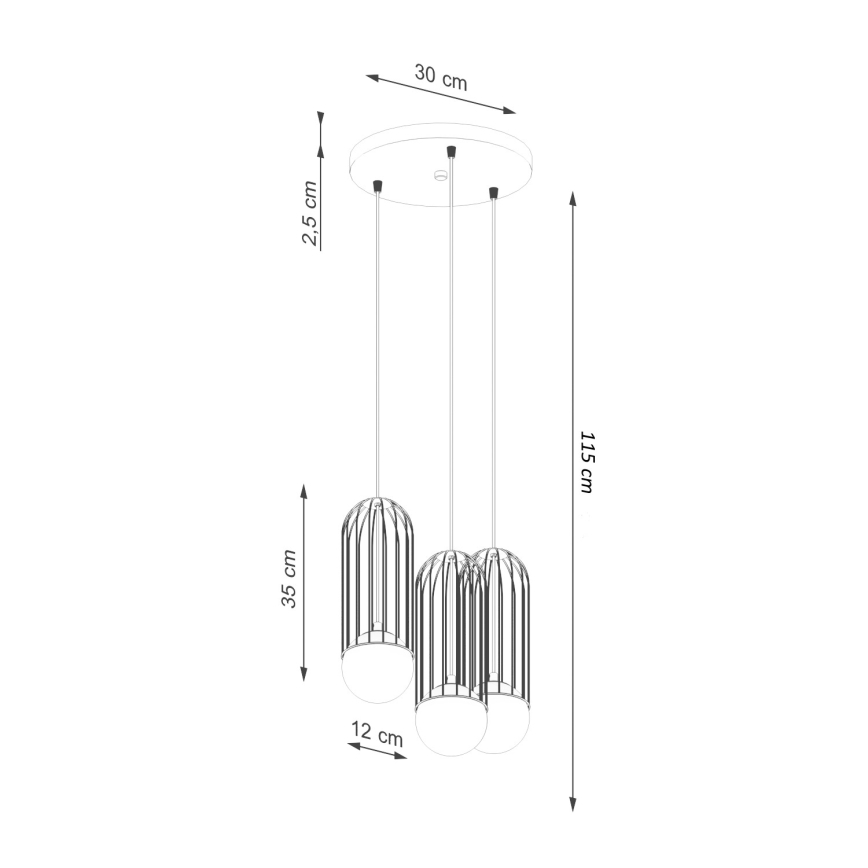 Candeeiro suspenso BRINA 3xG9/8W/230V branco
