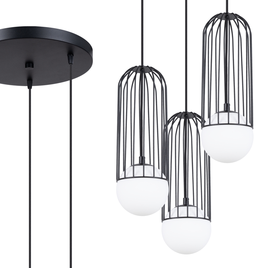 Candeeiro suspenso BRINA 3xG9/8W/230V preto