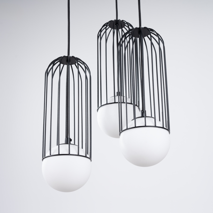Candeeiro suspenso BRINA 3xG9/8W/230V preto