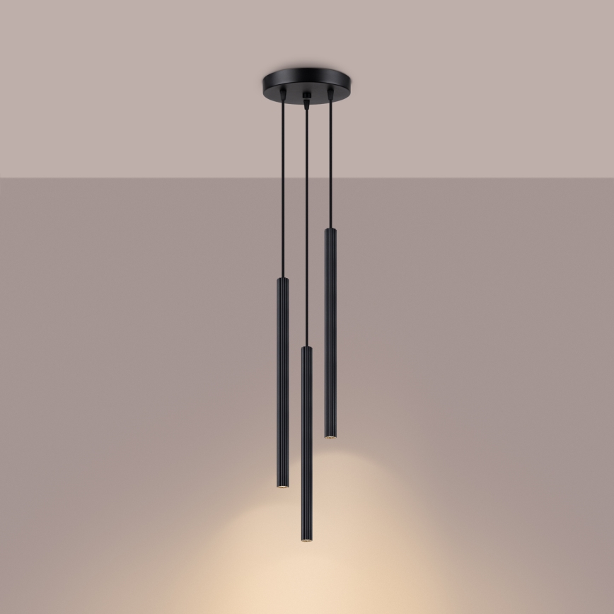 Candeeiro suspenso ARCHE 3xG9/8W/230V preto