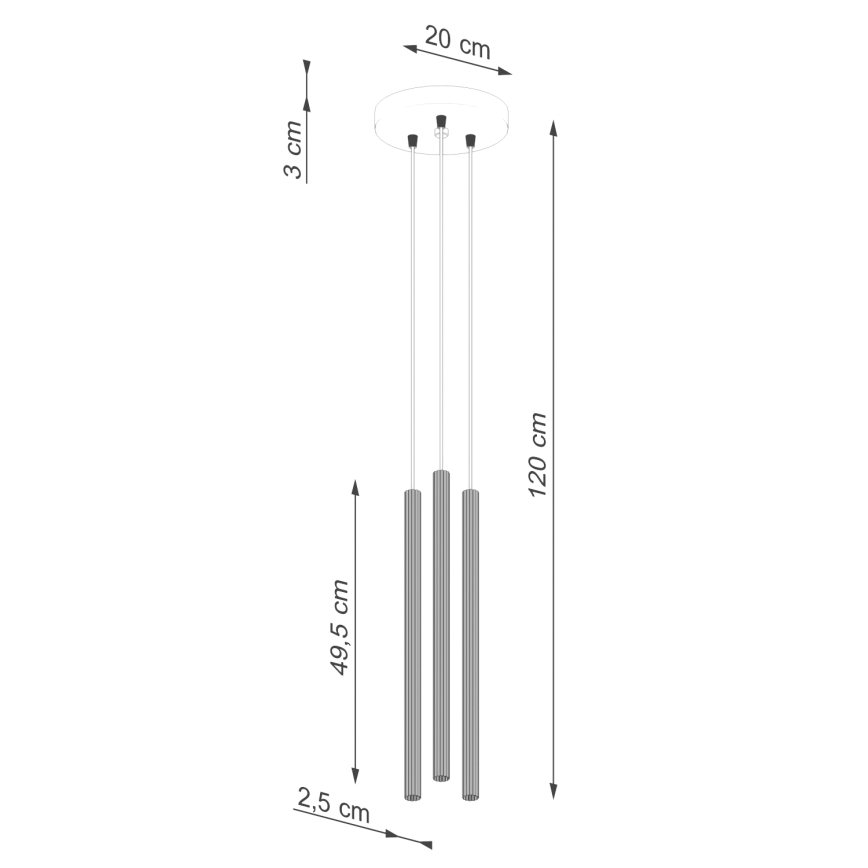 Candeeiro suspenso ARCHE 3xG9/8W/230V preto
