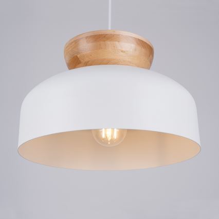 Candeeiro suspenso MARION 1xE27/15W/230V diâmetro 29,5 cm branco