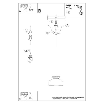 Candeeiro suspenso MARION 1xE27/15W/230V diâmetro 29,5 cm branco