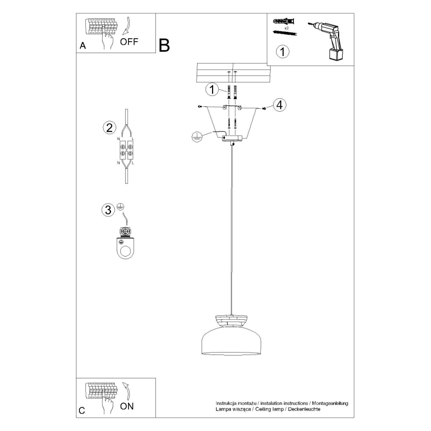 Candeeiro suspenso MARION 1xE27/15W/230V diâmetro 29,5 cm branco