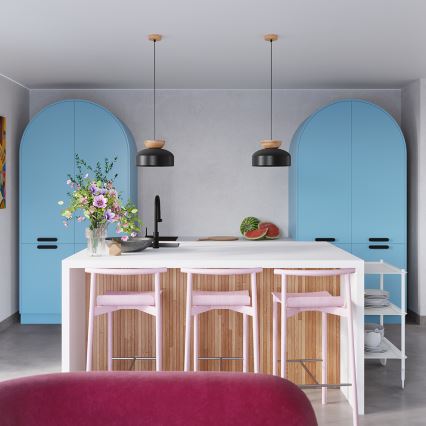 Candeeiro suspenso MARION 1xE27/15W/230V diâmetro 29,5 cm preto