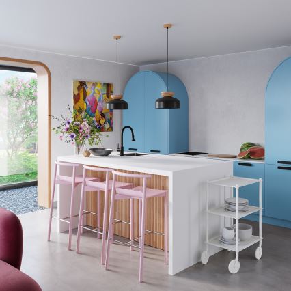 Candeeiro suspenso MARION 1xE27/15W/230V diâmetro 29,5 cm preto