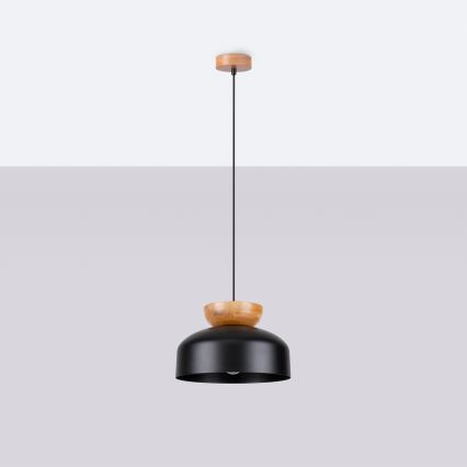 Candeeiro suspenso MARION 1xE27/15W/230V diâmetro 29,5 cm preto