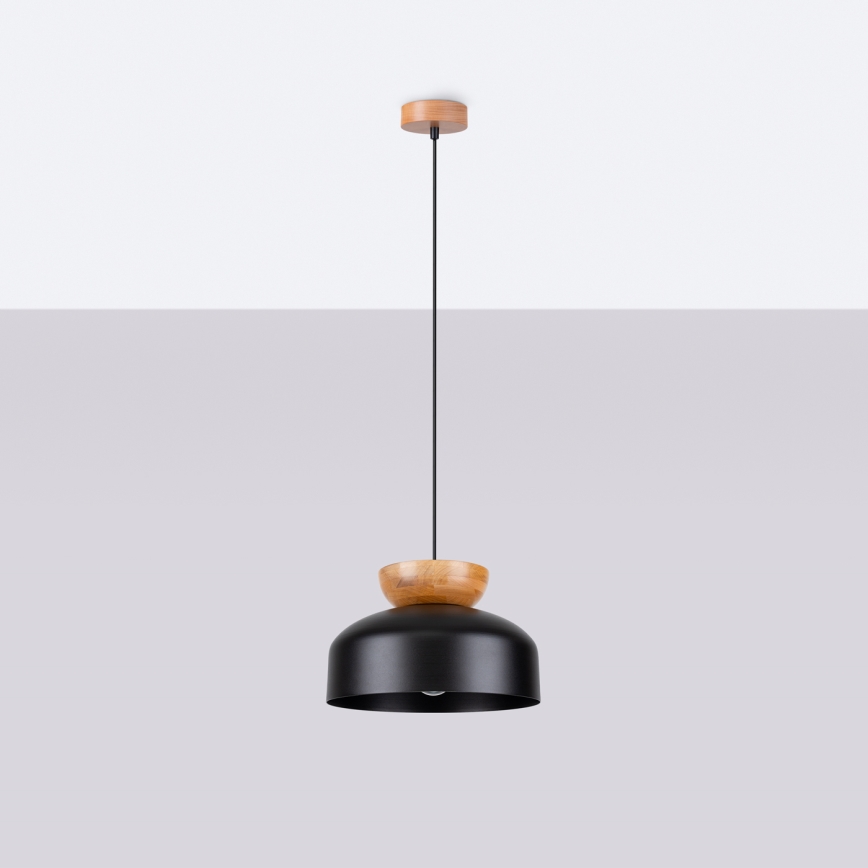 Candeeiro suspenso MARION 1xE27/15W/230V diâmetro 29,5 cm preto