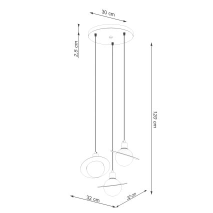 Candeeiro suspenso HYPERION 3xG9/8W/230V branco