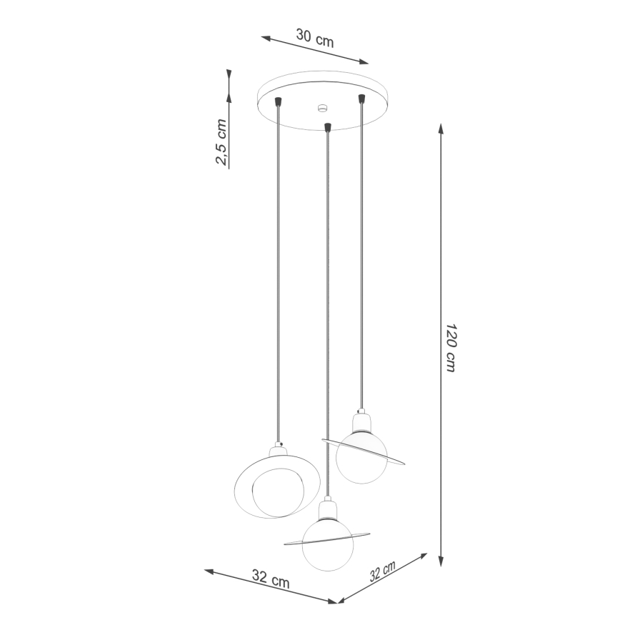 Candeeiro suspenso HYPERION 3xG9/8W/230V branco