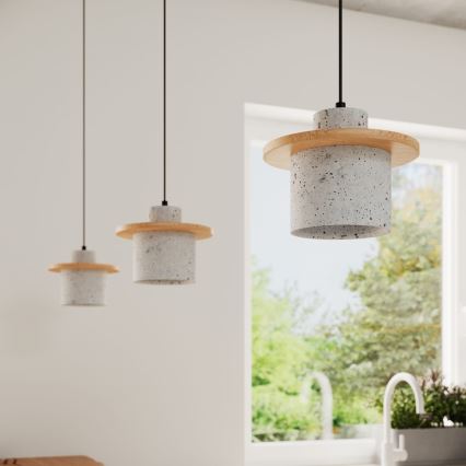 Candeeiro pendente MAB com cabo 1xE27/15W/230V Ø 22 cm betão/cinzento