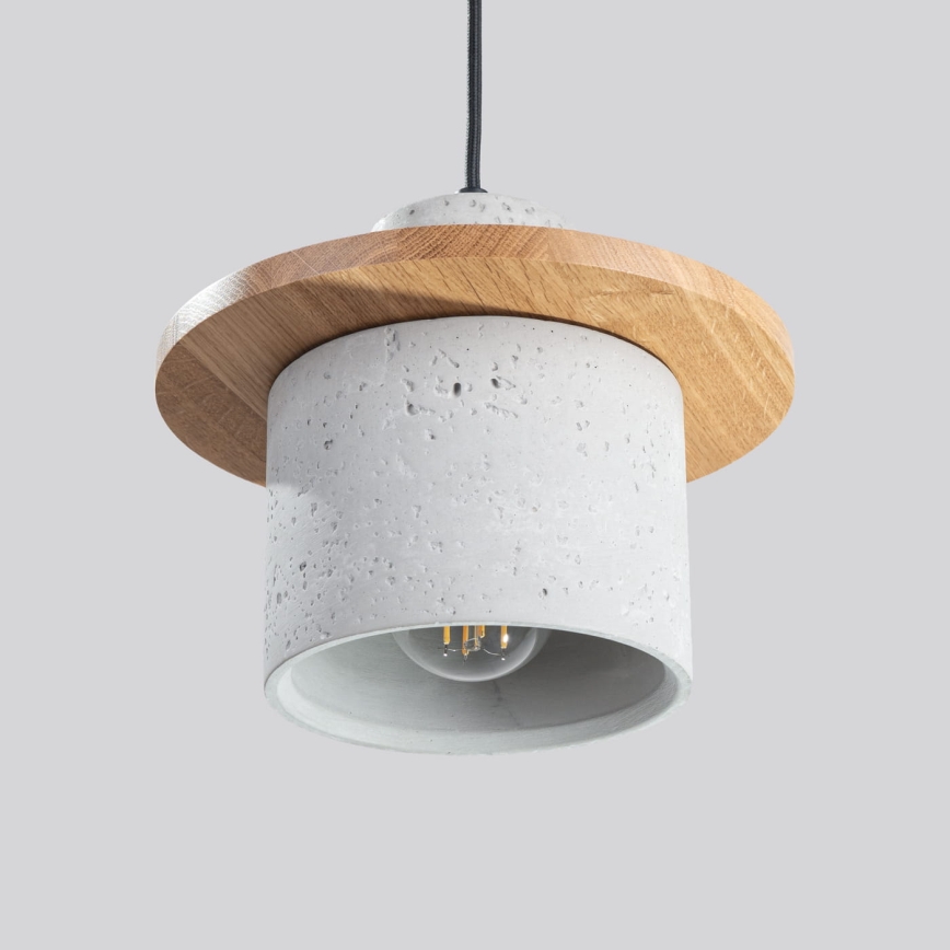 Candeeiro pendente MAB com cabo 1xE27/15W/230V Ø 22 cm betão/cinzento