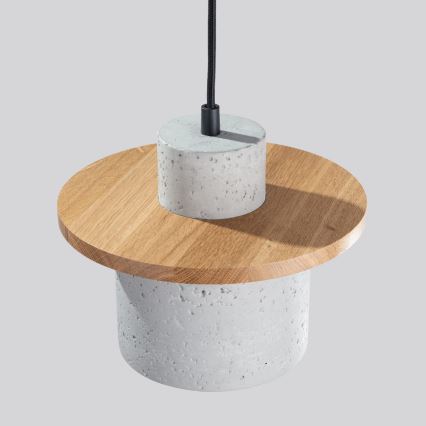 Candeeiro pendente MAB com cabo 1xE27/15W/230V Ø 22 cm betão/cinzento