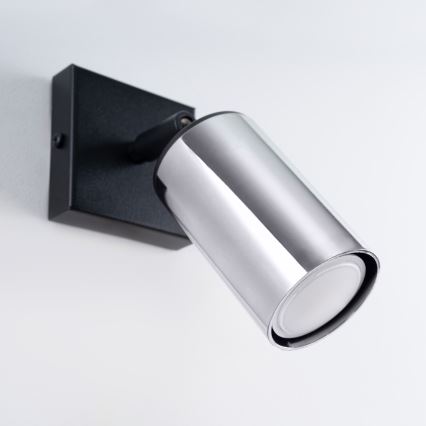 Foco de parede WINX 1xGU10/10W/230V preto/cromado brilhante