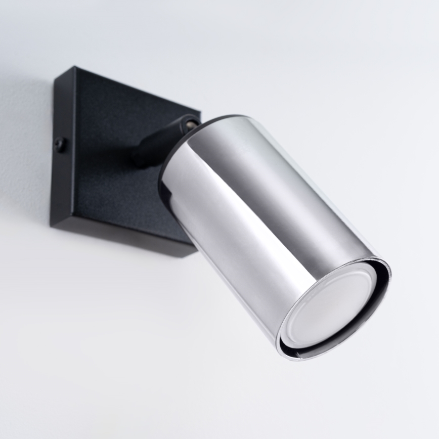 Foco de parede WINX 1xGU10/10W/230V preto/cromado brilhante