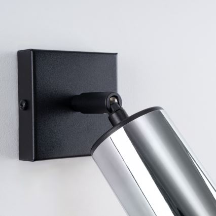 Foco de parede WINX 1xGU10/10W/230V preto/cromado brilhante