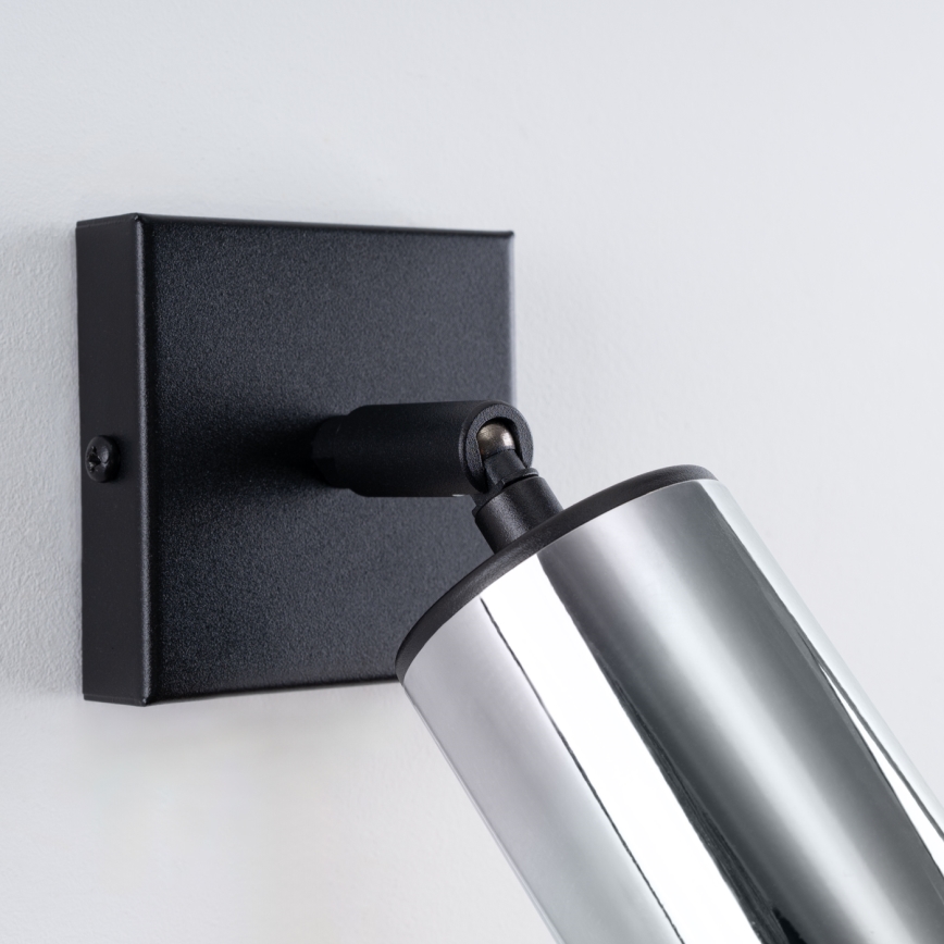 Foco de parede WINX 1xGU10/10W/230V preto/cromado brilhante