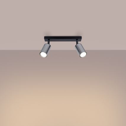 Foco WINX 2xGU10/10W/230V preto/cromado brilhante