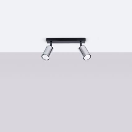 Foco WINX 2xGU10/10W/230V preto/cromado brilhante