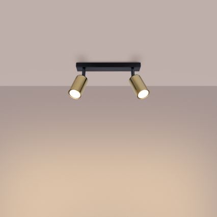 Foco WINX 2xGU10/10W/230V preto/dourado