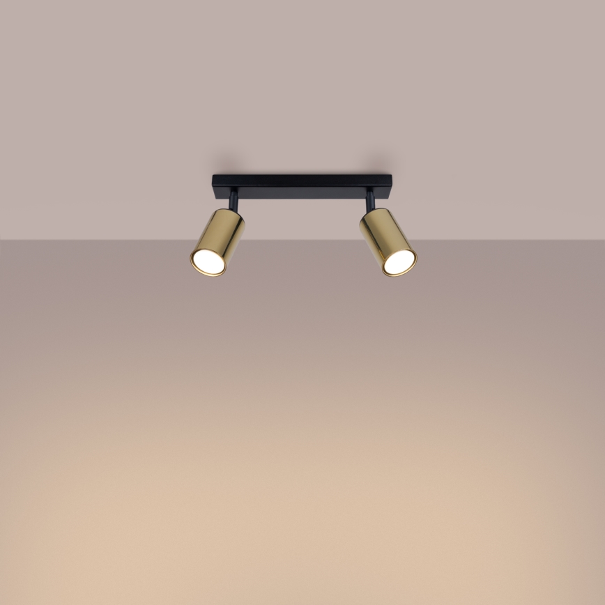 Foco WINX 2xGU10/10W/230V preto/dourado