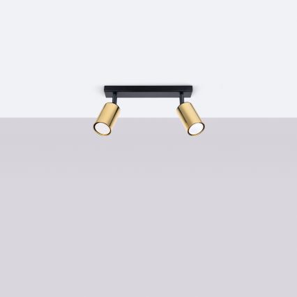 Foco WINX 2xGU10/10W/230V preto/dourado